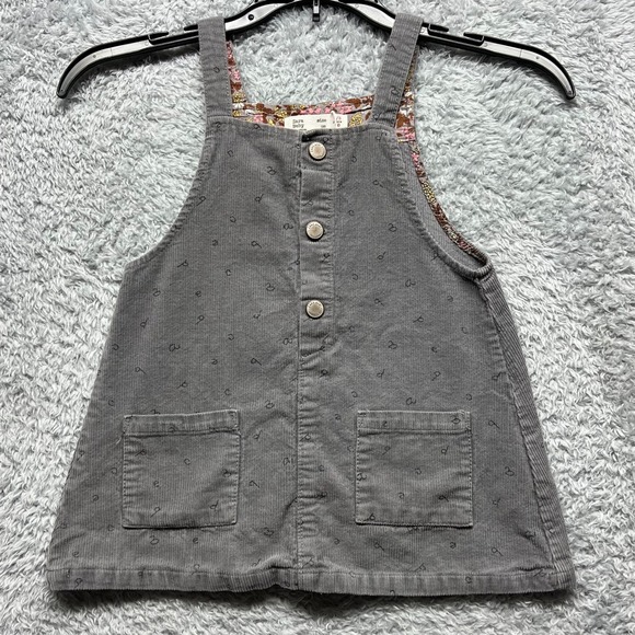 Zara Other - Zara Baby Dress Girls 2/3 Years Gray Corduroy Alphabet Jumper Overall Pinafore